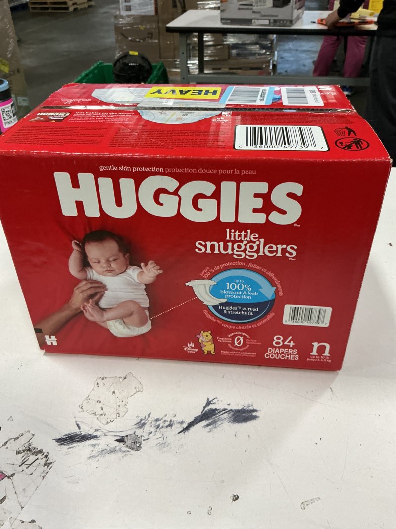 Condition photo showing New/Like New for Huggies Size Newborn Diapers, Little Snugglers Baby Diapers, Size Newborn (up to 10 lbs), 84 Count, Packaging May Vary Newborn 84