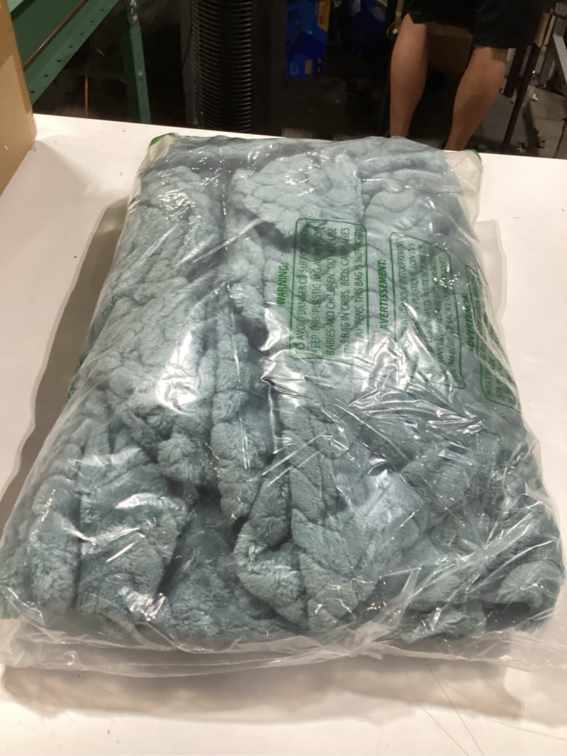 Condition photo showing Good Condition for exclusivo mezcla fleece throw blanket for couch, cozy lightweight blankets for all season, decorative giftable fuzzy plush wave textured throws for women, men, celadon, 50x70 inches celadon throw ( 50x70 in )