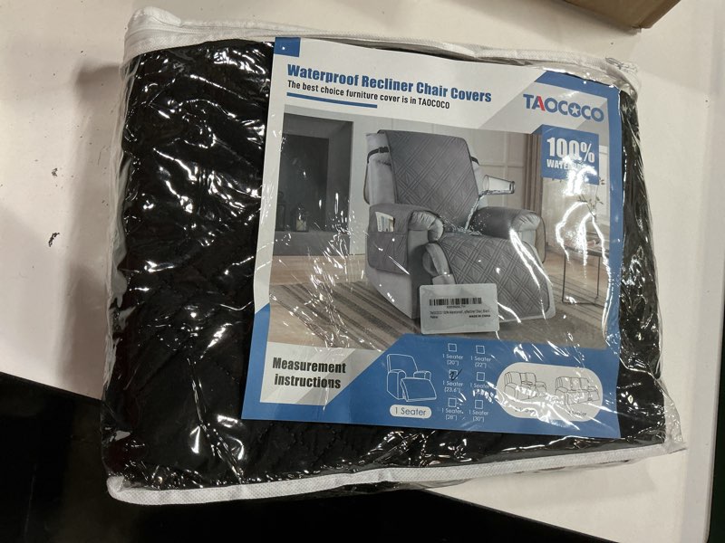 Condition photo showing New/Like New for taococo 100% waterproof recliner chair cover, non slip recliner covers for recliner chair with pocket, washable reclining chair cover furniture protector for kids, pets(23.6'', black) black 23.6''