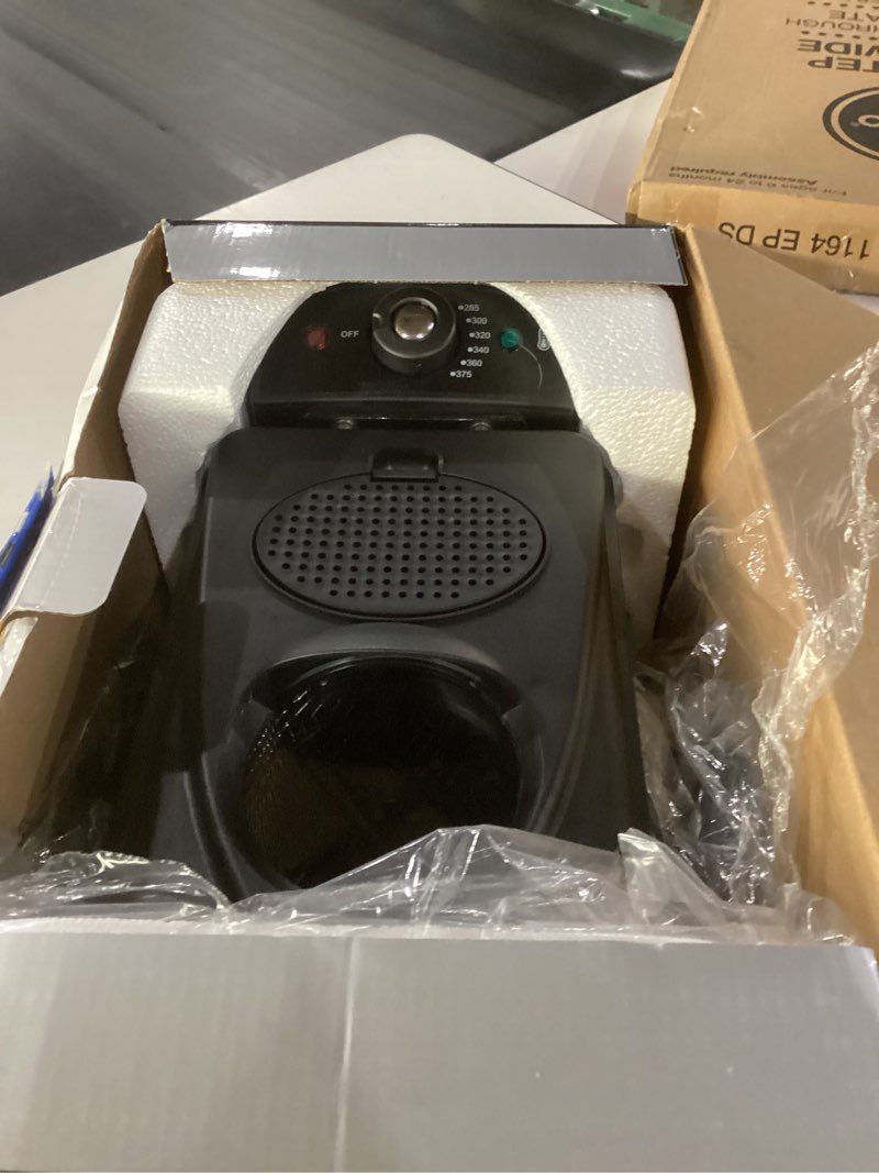 Condition photo showing As Is for elite gourmet edf2100 electric immersion deep fryer removable basket adjustable temperature, lid with viewing window and odor free filter, 2 quart / 8.2 cup
