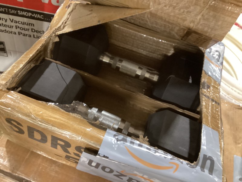 Condition photo showing As Is for CAP Barbell Rubber Coated Dumbbell Weight Set with Vertical Rack | 100 lb, 150 lb, and 210 lb Options 210 lb - Set - Black Rack Chrome Handles