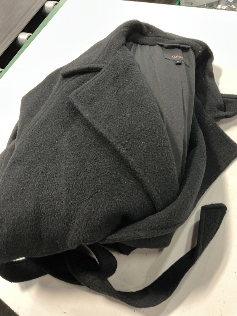 Condition photo showing Good Condition for camel hair double-breasted long wrap coat, l, black
