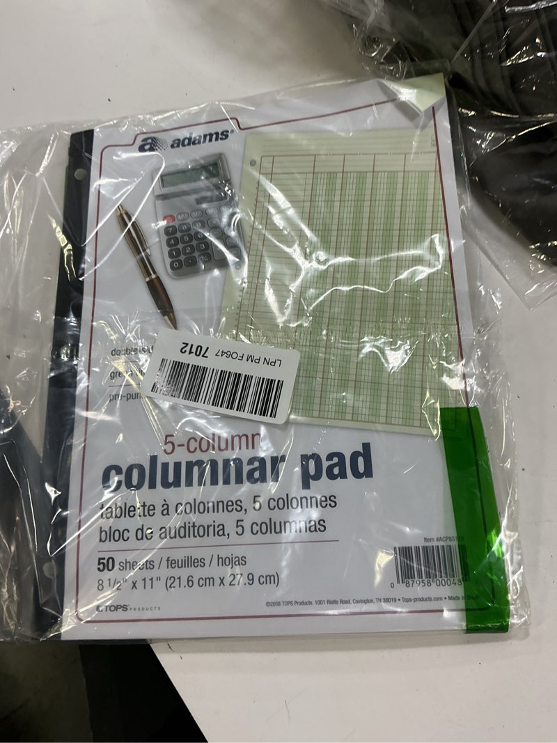 Condition photo showing New/Like New for Adams Columnar Analysis Pad, 5 Column Ledger, 8.5" x 11", 100 Pages (50 Sheets), Green, 3 Hole Punch, for Accounting, Bookkeeping & Data (ACP85115) 50 Count (Pack of 1)
