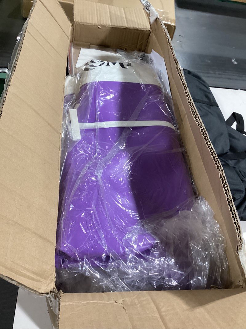 Condition photo showing As Is for Inflatable Air Gymnastics Mats for Tumbling, 10ft/13ft/16ft/20ft Tumble Track Tumbling Mats for Kids, 4/8 Inches Thick Training Mat with Electric Pump Gymnastics Equipment for Kids Mat Double Side Purple 6.6ft*3.3ft*4in(2*1*0.1m)
