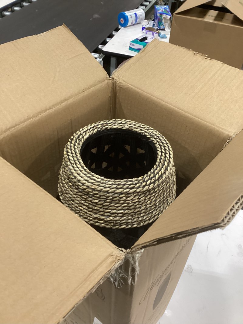 Condition photo showing Good Condition for rustic tall floor vase - 24-inch handcrafted black woven vase, decorative accent for home decor, living room, and entryway, ideal for displaying flowers, pampas grass, and dried florals and branches