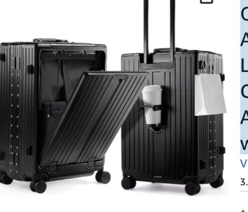 UrbanExplorer 20 Inch Carry On Luggage TSA Approved, Aluminum Frame Zipperless Luggage Carry On with Compartment for Short Trips, ABS+PC Hard Shell Suitcases with Spinner Wheels, Black