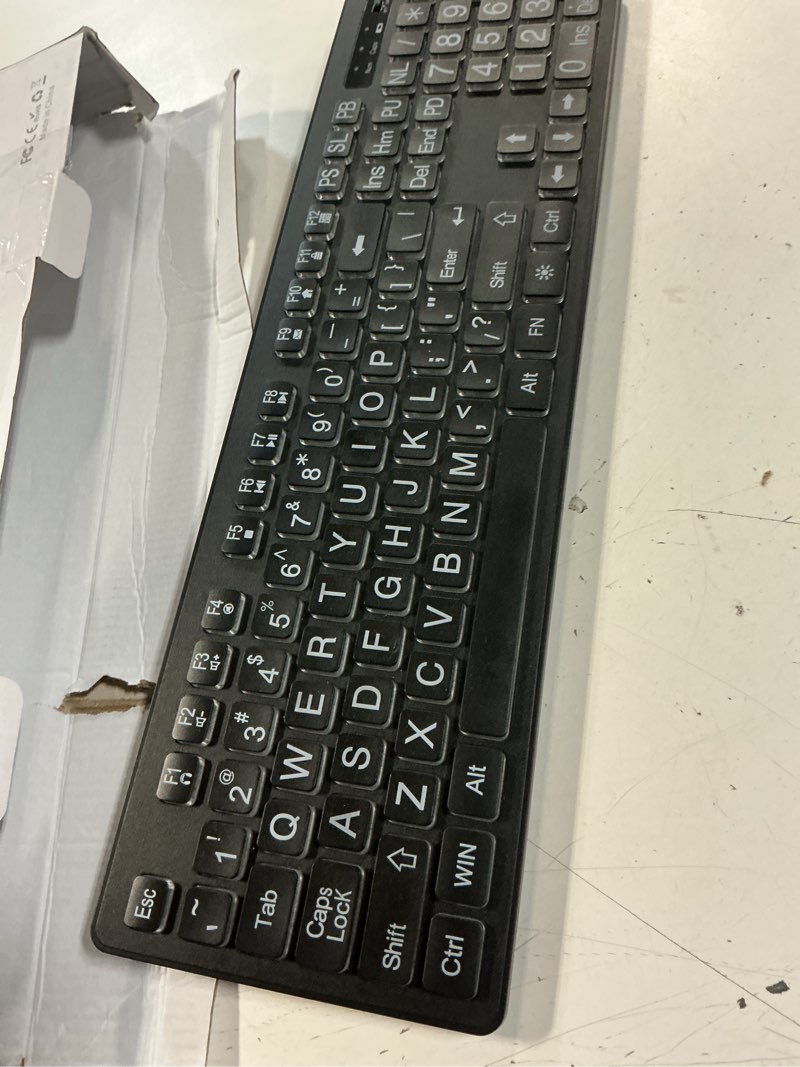 Condition photo showing As Is for Large Print Wireless Keyboard and Mouse - 7 Colors Backlit Keyboard, Oversize Letters Keys Easy to See and Type, Rechargeable Keyboard and Mouse with Light Up Key, Compatible for PC, Windows, Gaming