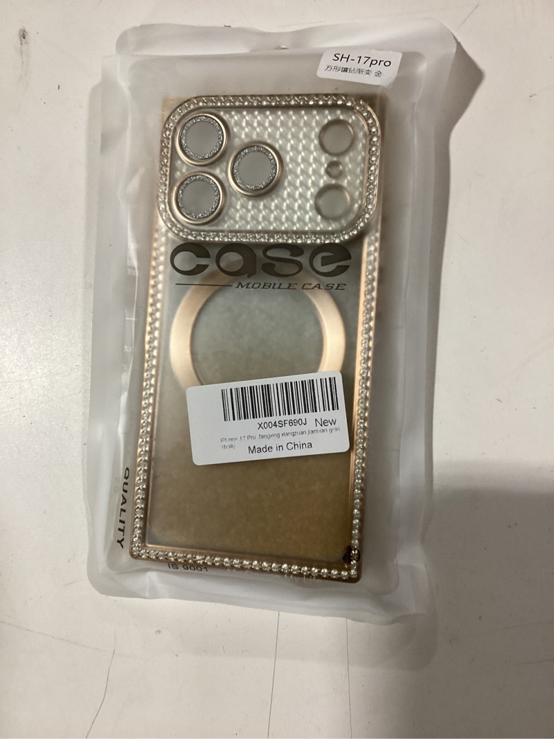 Condition photo showing Good Condition for Misscase Magnetic Glitter Case for iPhone 17 Pro 6.3 Inch, Camera Protection, Compatible with MagSafe, Rectangle Cute Bling Sparkle Diamond Colorful Phone Cover, Drop-Tested & Shockproof-Gold iPhone 17 Pro (6.3") Gold