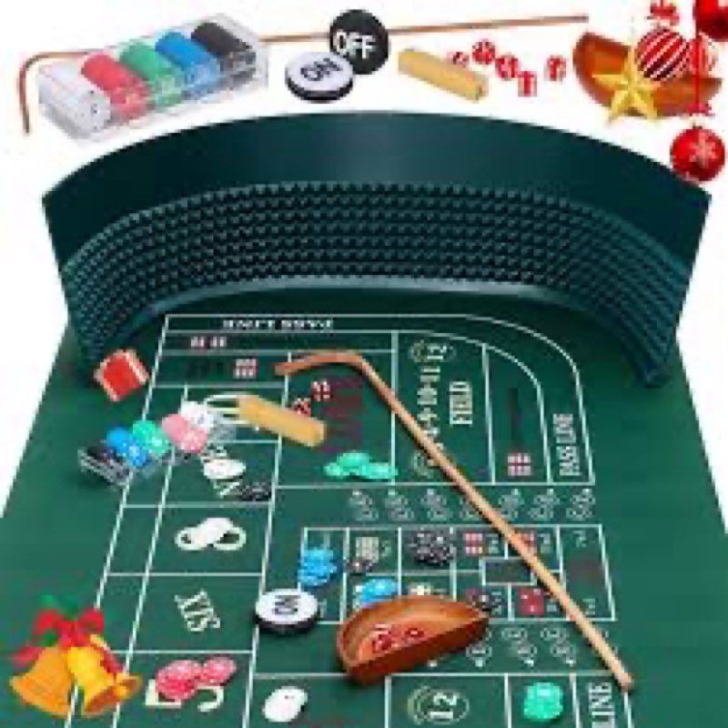 proshine craps tabletop game set with 35*70" rubber craps tabletop layout mat, 48*11" rubber craps d