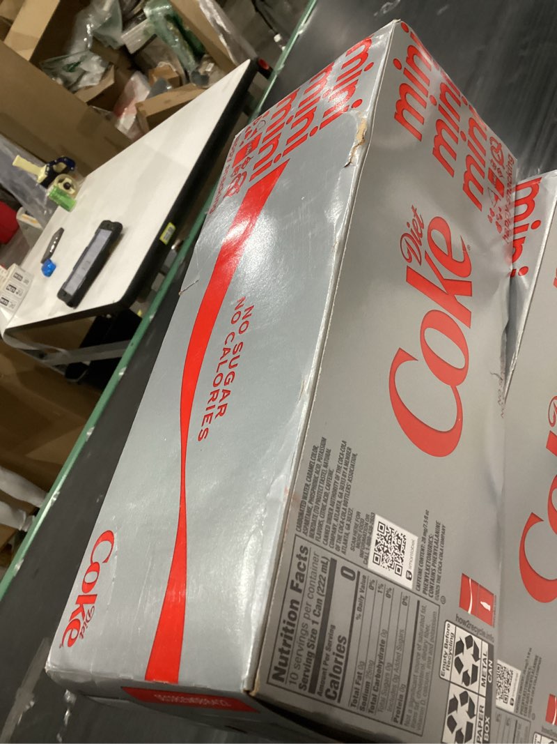 Condition photo showing New/Like New for Diet Coke Diet Cola Soda Fridge Pack  7.5 fl oz Mini Cans  10 Pack