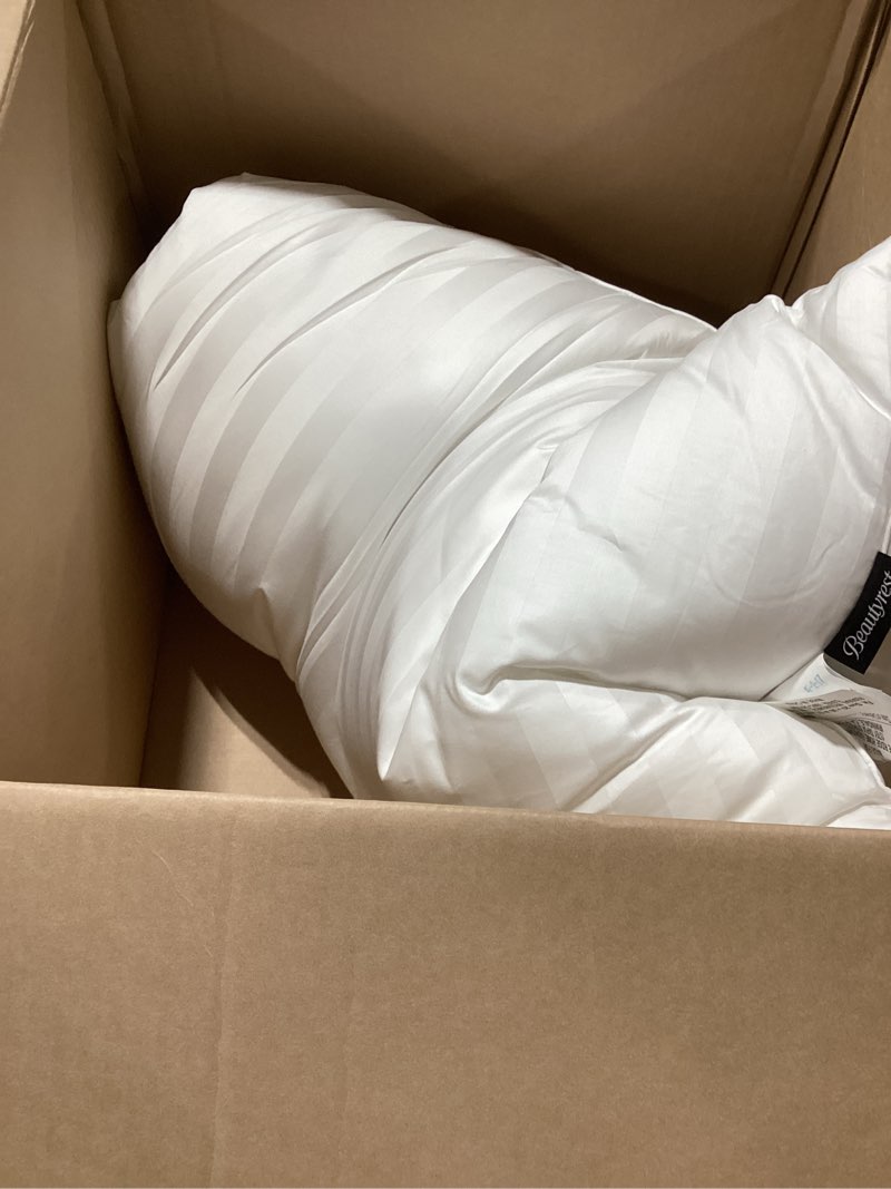 Condition photo showing As Is for Beautyrest Hotel Collection Fluffy Luxury Goose Feathers Medium Firm Hypoallergenic Pillow, 500 Thread Count US Grown Cotton Cover (20x36”), King (Pack of 2), White 2 White King (Pack of 2)