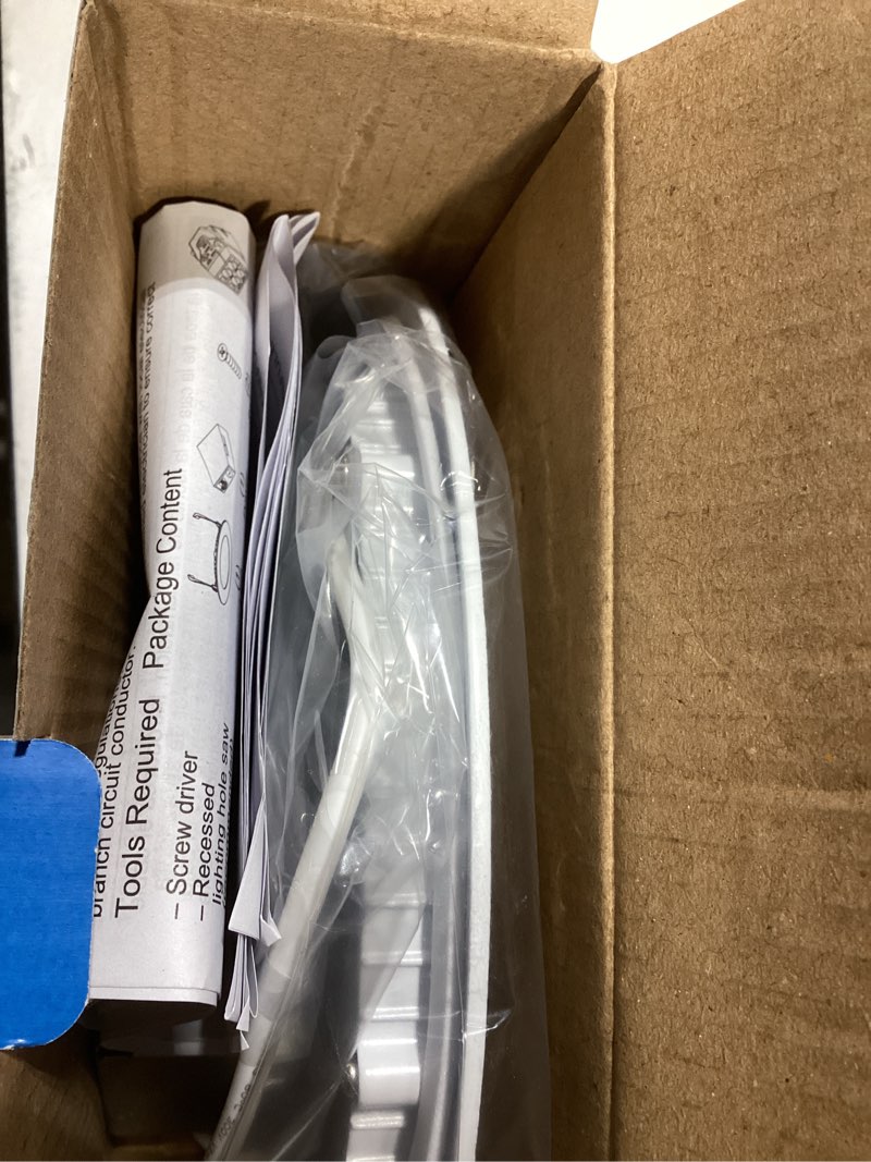 Condition photo showing New/Like New for Utilitech White 6-in 850 -Lumens Switchable white Round Dimmable LED Canless Wet rated