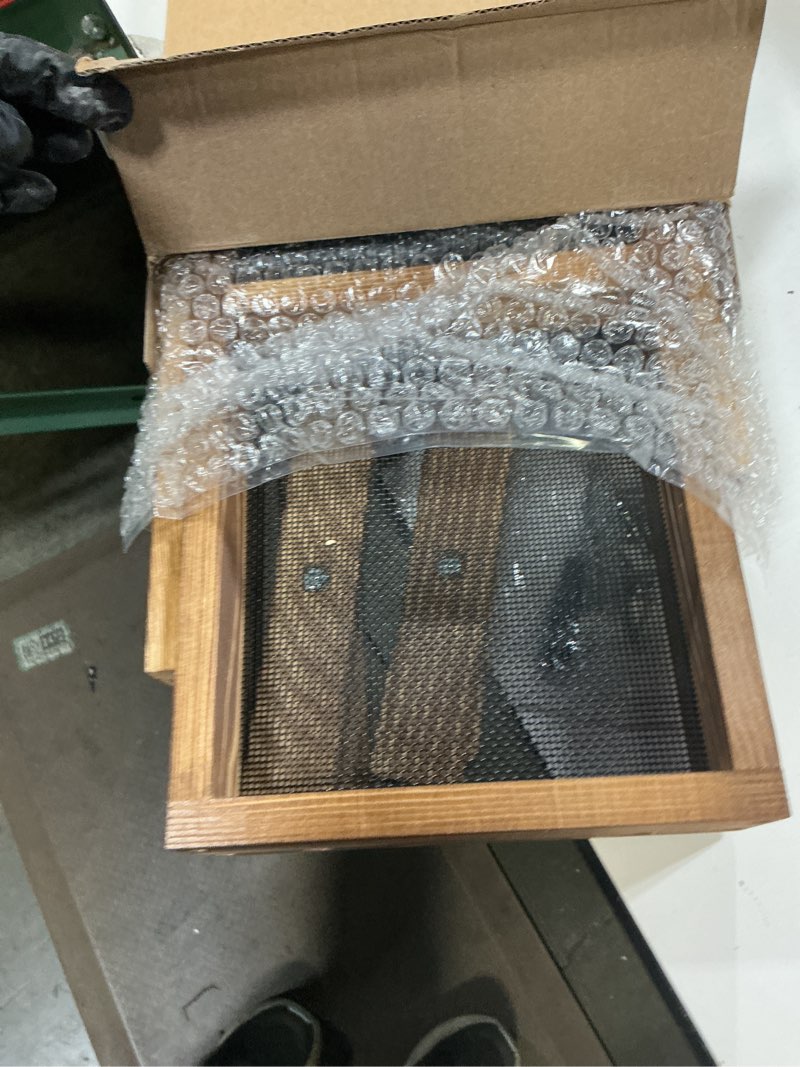 Condition photo showing Good Condition for chicken table no waste, chicken picnic feeder handmade carbonized wooden, large diy chicken feeder kit, wild bird, duck & squirrel feeders, mesh bottom keep food fresh and dry easy to clean and fill carbonized solid wood
