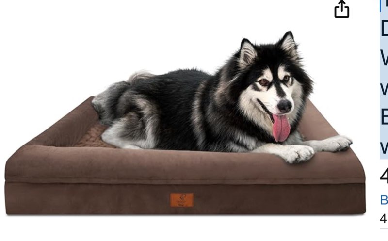 yiruka extra large dog bed, orthopedic washable suede bed with removable bolster, waterproof with nonskid bottom,