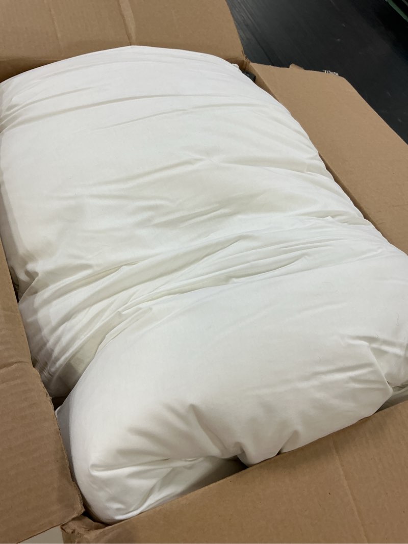 Condition photo showing New/Like New for farm to home 100% organic cotton cover pillows king size set of 2, down alternative hotel quality soft bed pillow for back & side sleepers, machine washable, 20"x36", white king(pack of 2)