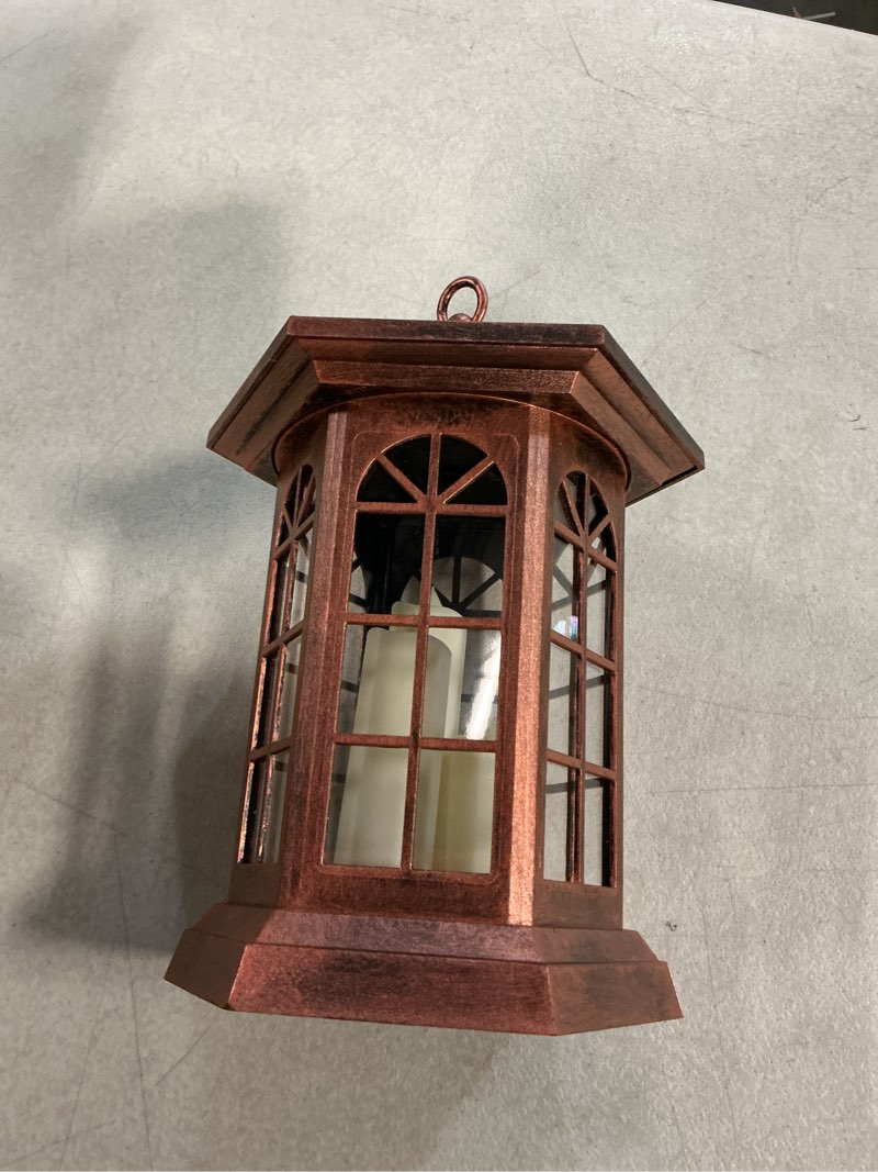 Condition photo showing Good Condition for solar outdoor waterproof hanging lantern, yard decorative solar lights pvc upgrade 3 led flickering flameless candle decorative lights for garden(garden candle)