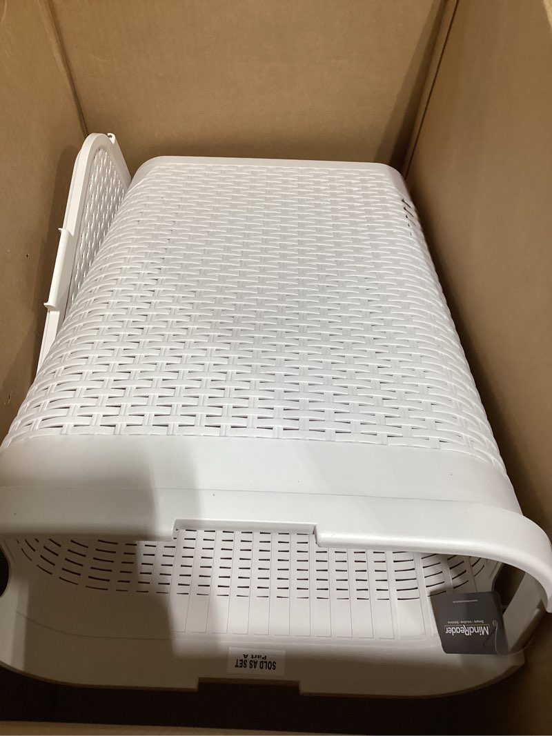 Condition photo showing Good Condition for mind reader slim laundry hamper with lid, 40l clothes basket, premium wicker design, plastic, ivory ivory single