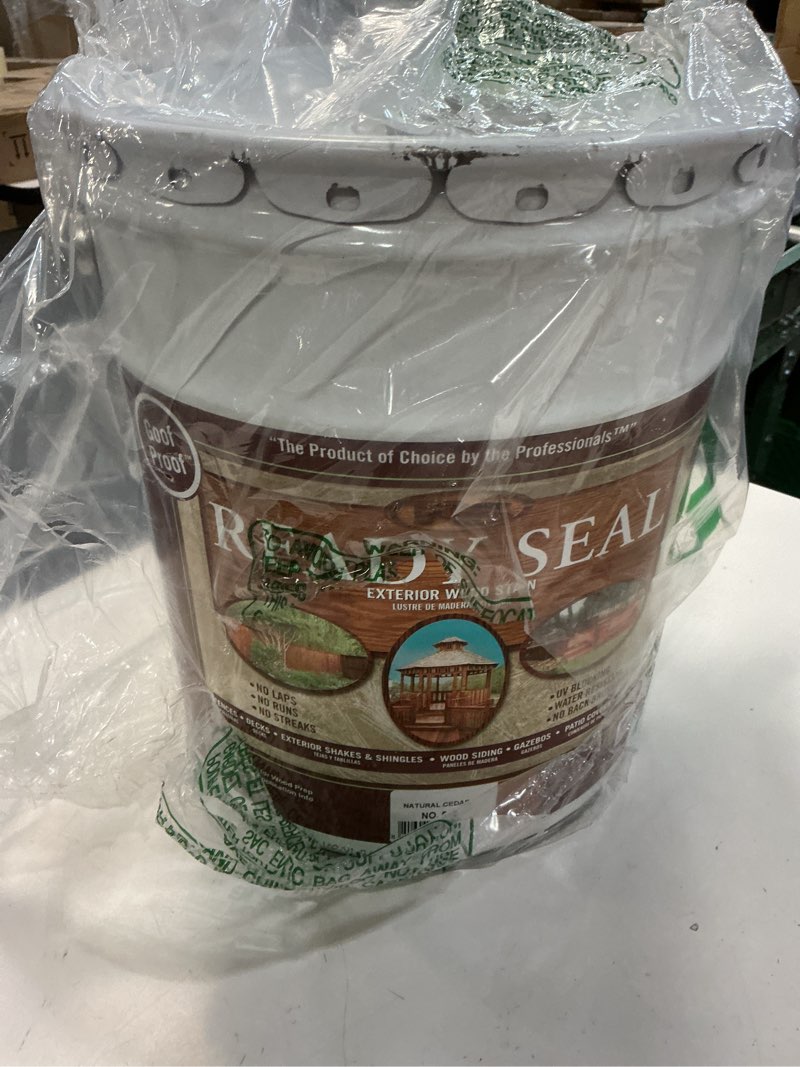 Condition photo showing Good Condition for ready seal exterior wood stain | semi-transparent oil-based formula | professional grade stain and sealer in one | ideal for decks, fences, pergolas, wood siding & more | 5 gallon | natural cedar 5 gallon natural cedar