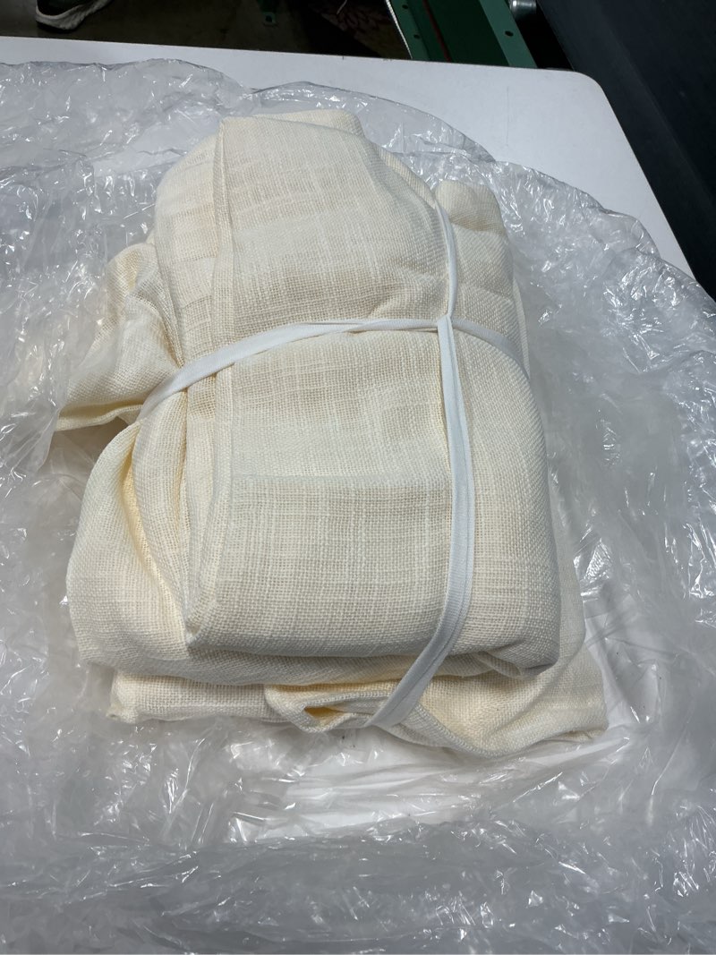 Condition photo showing Good Condition for cotton sheer curtain set (set of 2), 48x108, ivory