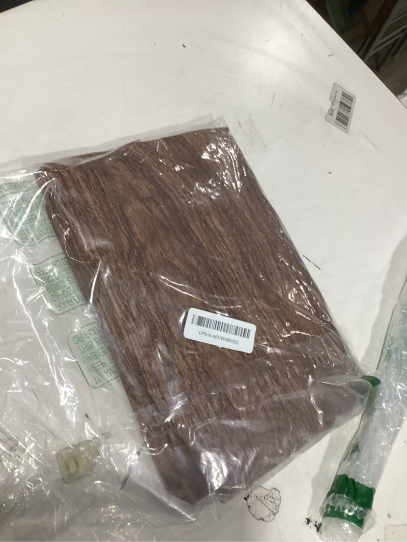 Condition photo showing New/Like New for misaya round fitted tablecloth with elastic edge, 100% waterproof oil proof plastic table cover, vinyl flannel backed tablecloth fits 36"-44" round tables for dinner, outdoor, picnic, oak wooden grain brown for up to 36"-44" round