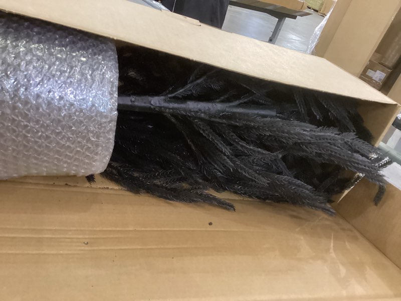 Condition photo showing As Is for 36’’ Black Christmas Tree with Pot Norfolk Pine Tree Artificial Small Christmas Tree for Front Porch Outdoor Indoor Christmas Decor Halloween Decorations