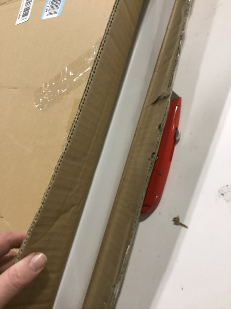 Condition photo showing Good Condition for Oversize Extra Large King Size Bed Tray for eating Big Glossy White Acrylic Serving Tray with Handles 24x24 Inch -Spill Proof- Decorative Countertop Organizer for Ottoman,Bed,Party, Butler Tray Glossy White 24" x 24" x 2"