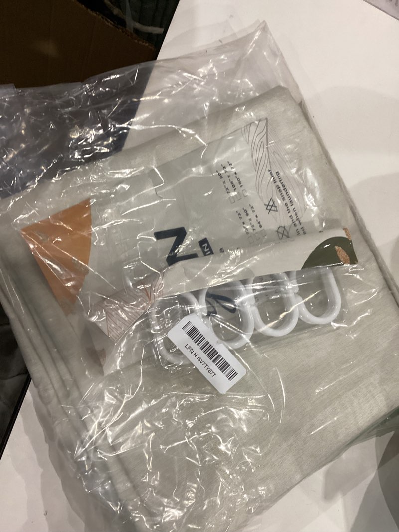 BTTN Stall Fabric Shower Curtain - 60 x 84 Inch Long Linen Textured Heavy Duty Shower Curtain Set wi