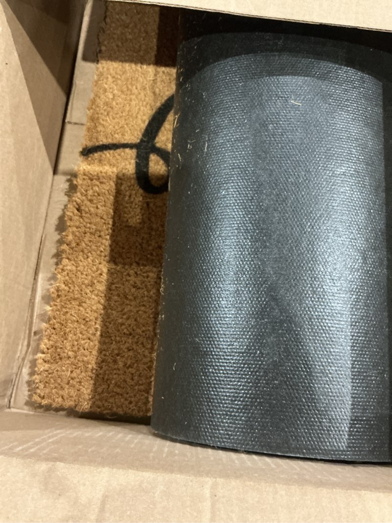 Condition photo showing As Is for natural coco coir hello welcome mat with heavy duty backing- anti-slip coconut front door mat outside entrance, funny outdoor door mats for entry, porch, patio, garden, garage, mudroom, 17x30