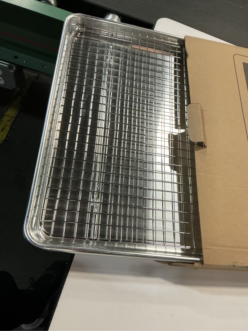 Condition photo showing Good Condition for 24 Inch Baking Sheet Pans with Rack Set, Natural Aluminum Cookie Sheet, Extra Large Commercial Quali