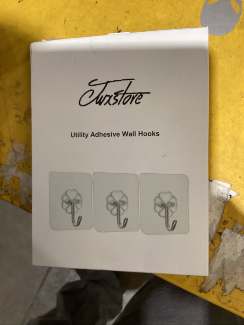 Condition photo showing Good Condition for jwxstore 24 pack self adhesive hooks heavy duty - 33lb max, transparent, waterproof, sticky wall hooks for keys, bathroom, shower, outdoor, kitchen, door, home improvement, utility hooks