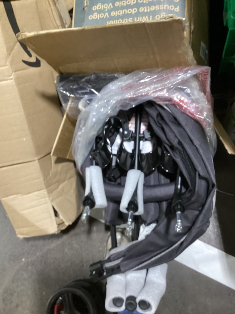 Condition photo showing New/Like New for dream on me volgo twin baby stroller, lightweight side-by-side double umbrella stroller with adjustable canopy, 5-point harness, storage basket & travel-friendly fold – black