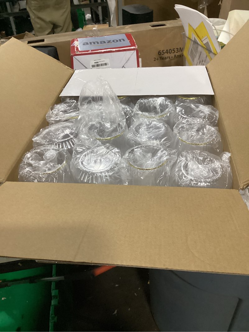 Condition photo showing New/Like New for n9r 40 count 14oz clear plastic wine cups with gold rim - elegant origami ripple design, shatterproof & disposable for whiskey, cocktail, champagne, parties, weddings, events clear with gold rim 40