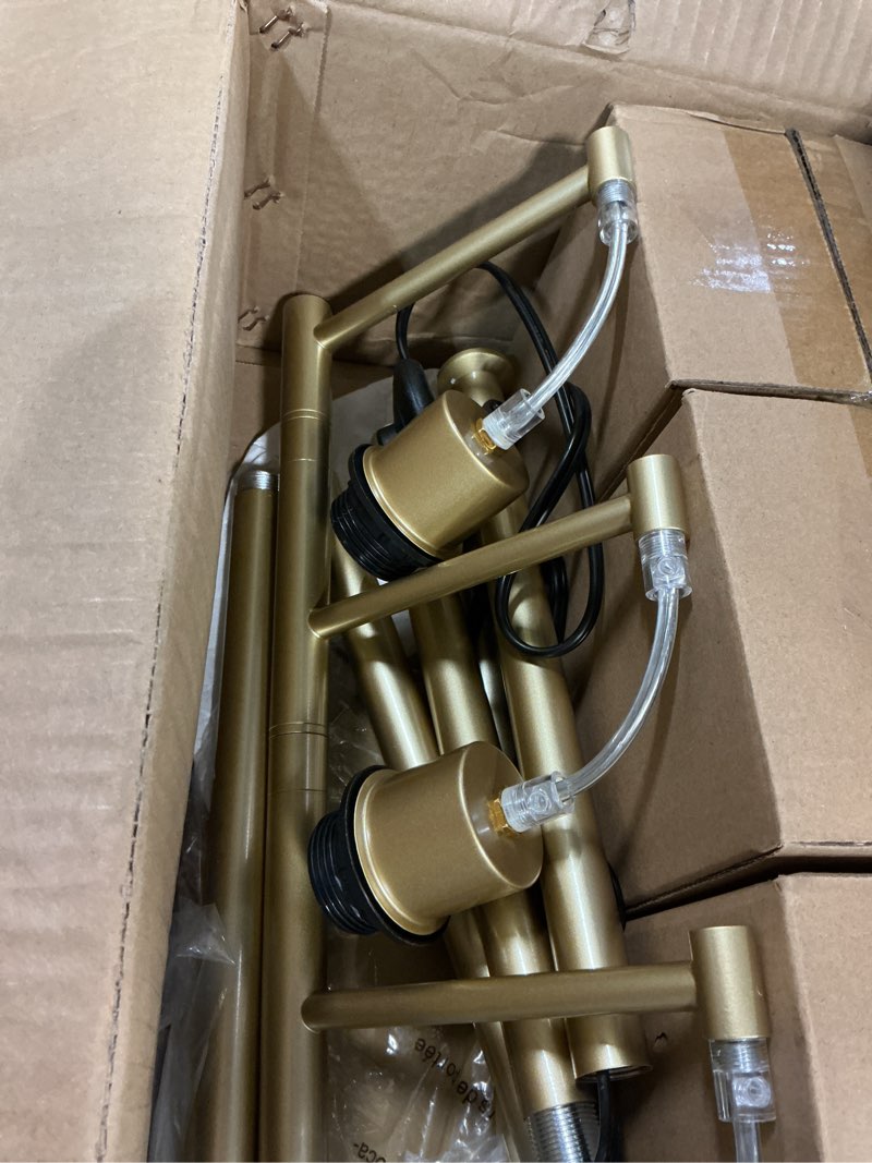 Condition photo showing As Is for qiyizm gold floor lamp for living room,bedroom,tree 3 light standing lamp mid century modern brass tall floor lamps vintage retro floor lights glass flower amber lamp shade farmhouse boho bohemian 10-floor lamp