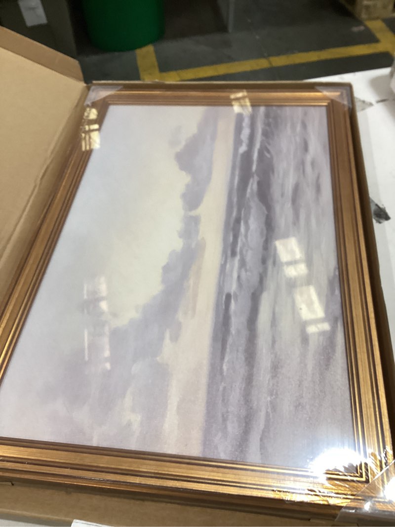 Condition photo showing Good Condition for gold framed wall art vintage canvas wall art aesthetic coastal landscape sea sky artwork prints picture for living room bedroom farmhouse bathroom office decor, 16x24 vintage-25 framed 16x24