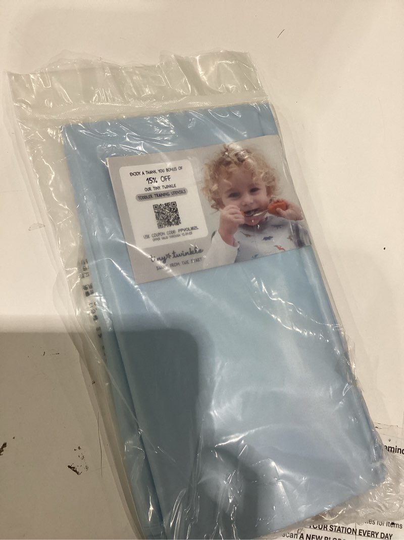 Condition photo showing Good Condition for tiny twinkle mess-proof splat mats for under high chairs or table cover art projects for baby and toddler - waterproof, washable floor or table splash mat 51" x 51" (cloud blue) cloud blue 51x51inch