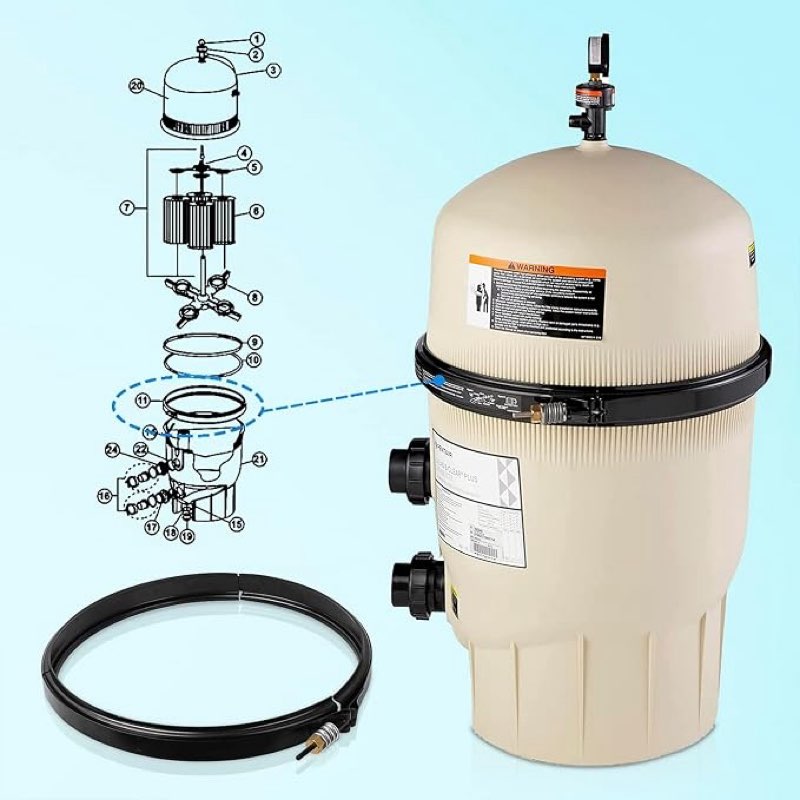 upgrade 190003 tension control clamp kit for pentair pool&spa filter, pool filter tension clamp compatible with pentair fns plus series, clean&clear plus&quad de series filters pumps, 23-1/4\" length