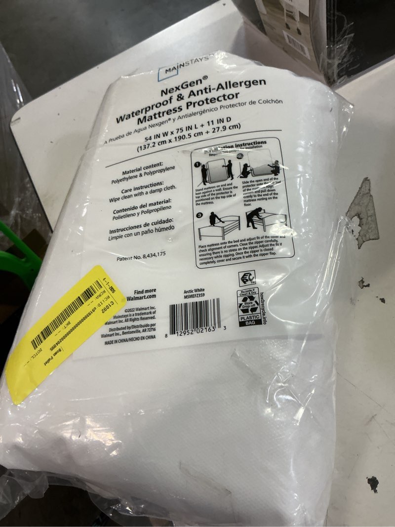 Condition photo showing As Is for mainstays nexgen waterproof anti-allergen zippered mattress protector  full