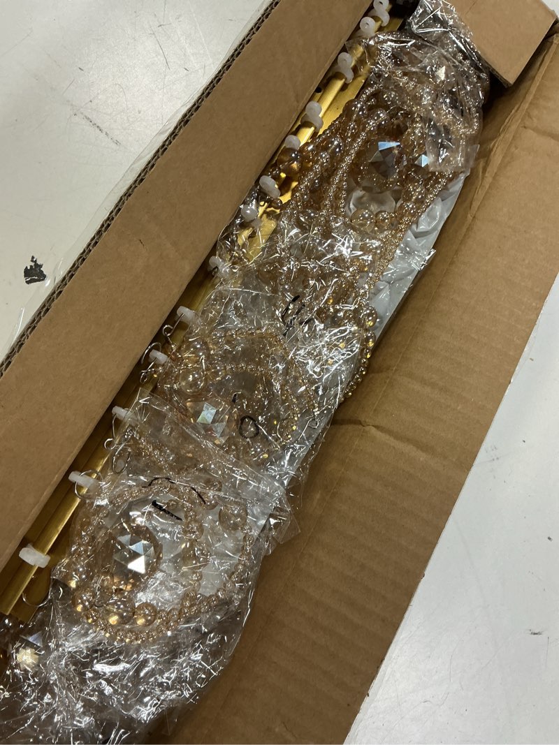 Condition photo showing Good Condition for pengfei crystal beaded curtain, 21 strings arched door string curtain for doorway, decorative panel room partition divider blind for home, coffee house, bedroom, restaurant, champagne a-champagne