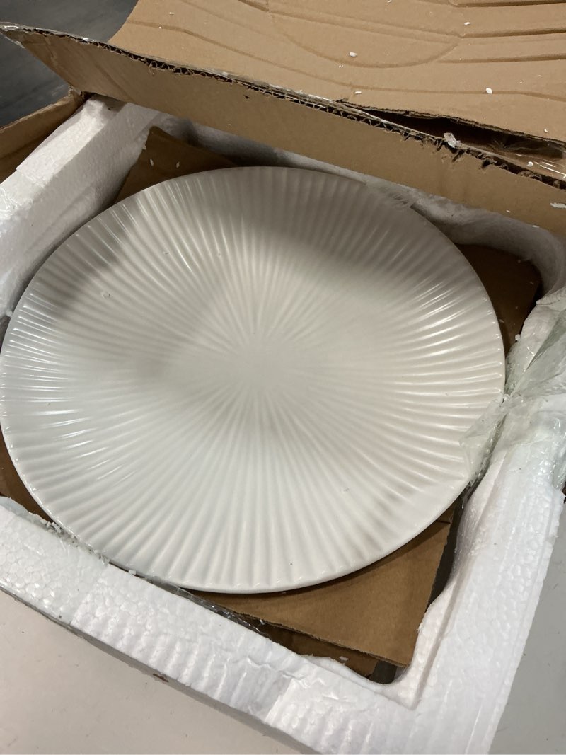 Condition photo showing Good Condition for jusalpha set of 3- japanese style porcelain dinner plates, versatile circular serving plates for breakfast, salad, steak dinner, pl018 (set of 3) (10.3 inches, white) 10.3 inches white