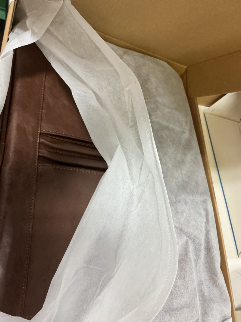 Condition photo showing Good Condition for seyfocnia men's business travel briefcase leather handmade messenger bags laptop bag brown 17.3inch
