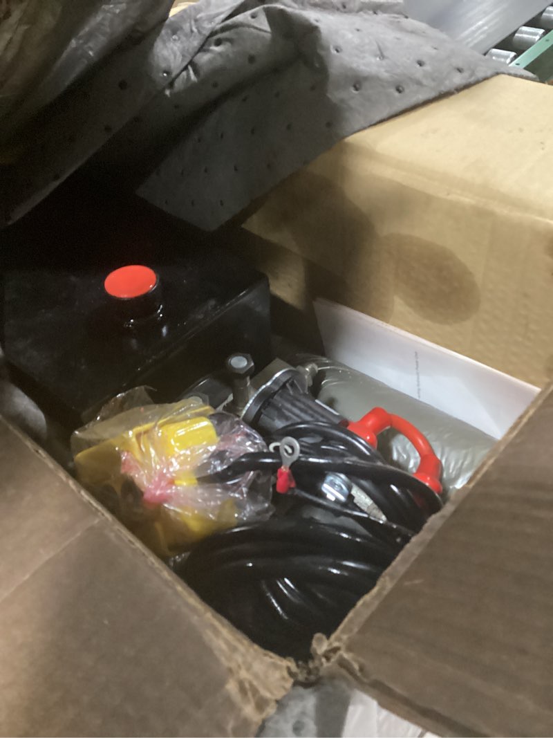 Condition photo showing As Is for Hydraulic Pump 12V Dump Trailer Pump - Double Acting, 8-Quart Electric Power Unit for Dump Trailers and Car Lifting (8 Quart)