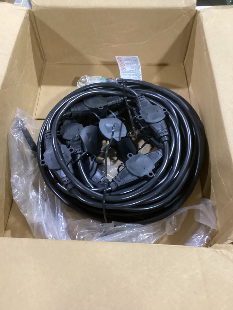 Condition photo showing New/Like New for 50FT 12 Gauge SJTW Power Extension Cord 3 Prong,5-15R Cable Male Plug to Female Connector,6 Outlet Cable,Multiple Evenly-Spaced Plug,Suitable for Stage Setting or Outdoor,UL Certified Outlet Cable 50FT 12 Gauge 6 Outlet