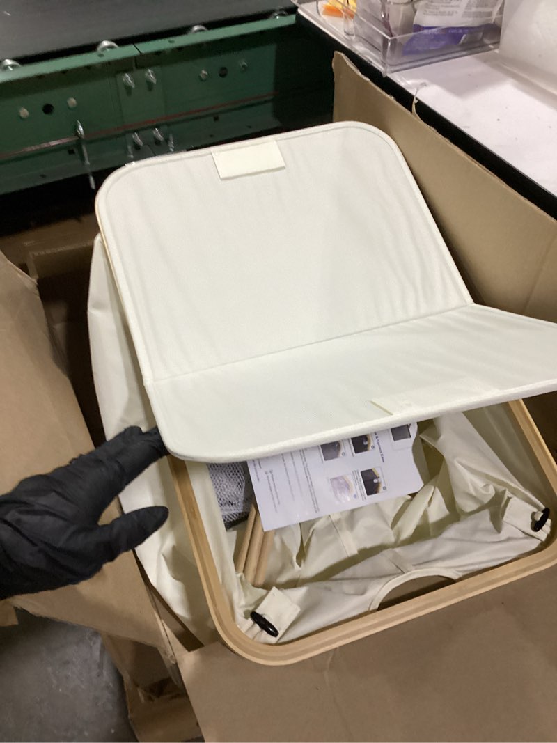 Condition photo showing Good Condition for efluky laundry hamper with lid, double laundry hamper with 2 removable bags, 2 section laundry basket with bamboo handles for bathroom, bedroom & laundry room, 140l (36.9 gallon) beige beige 140l dual