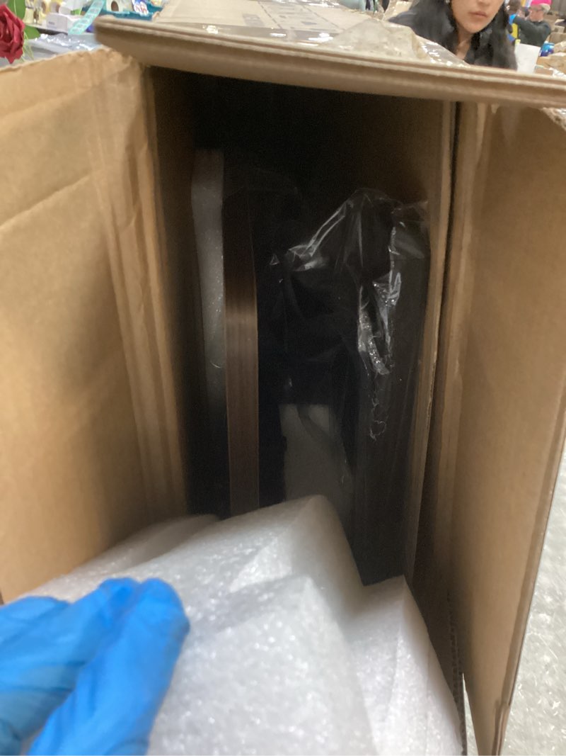 Condition photo showing As Is for Ywin Medical Adjustable Tilt Overbed Bedside Table with Wheels, Swivel Portable Tray Table(27.6" W x 15.8" D), Small Standing Desk for Bedroom, Hospital, Couch, Office Use,Black Walnut Black Walnut 27" x 16"