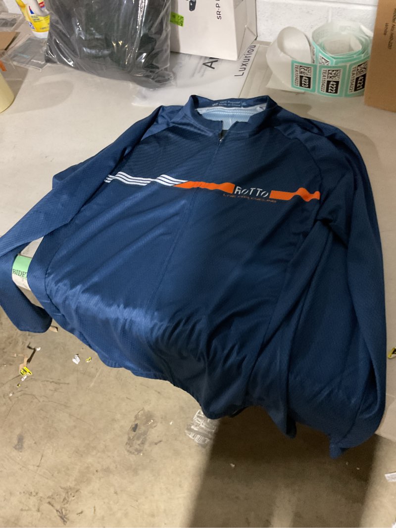 Condition photo showing Good Condition for rotto mens long sleeve cycling jersey bike shirt with rear pockets large 07 navyblue