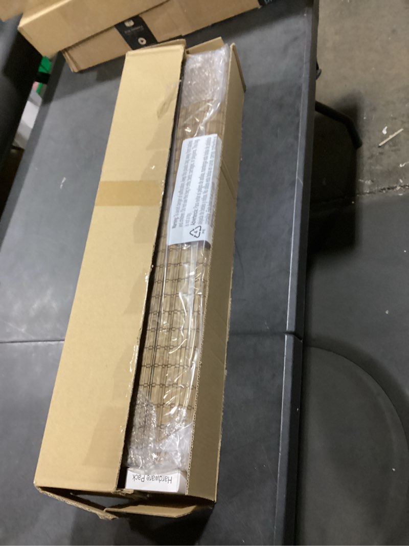 Condition photo showing New/Like New for lazblinds cordless bamboo roman shades, privacy blinds for interior windows, room darkening roll up bamboo blinds for home & patio, 27.5" w x 64" h, highfield teak