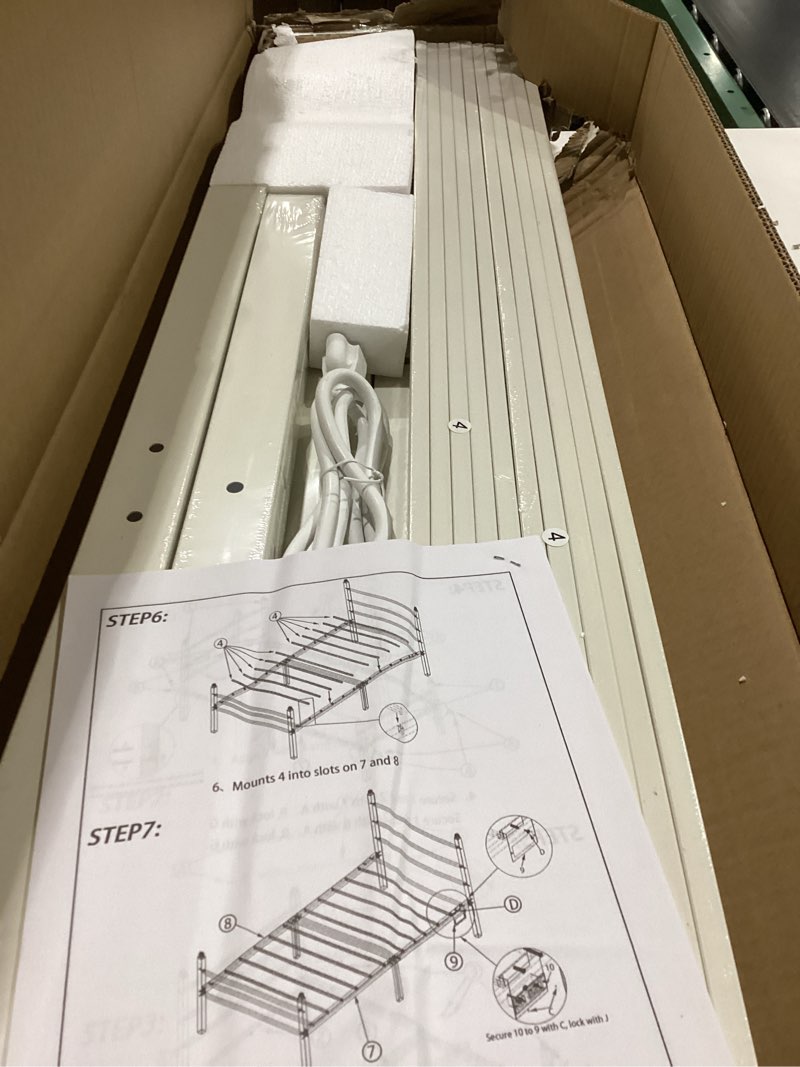 Jenmit Twin Size Bed Frames with Charging Ports&LED Lights,Heavy Duty Metal Slats Support,No Box Spr