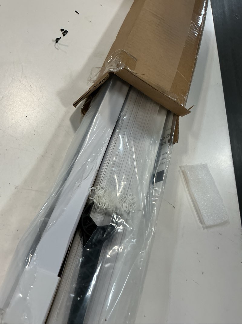 Condition photo showing Good Condition for lazblinds no tools no drill 1" vinyl mini blinds, cordless blinds for windows, light filtering horizontal window blinds & shades, 27" w x 64" h, white cordless-white 27" w x 64" h
