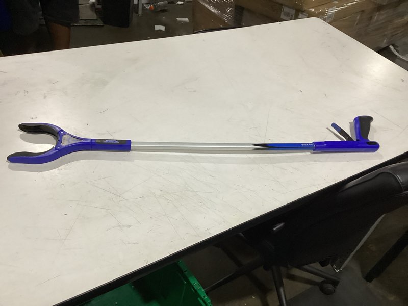 Condition photo showing New/Like New for ettore grip'n grab: multi-purpose reach tool with rotating rubber grip head, blue 34 inch reach