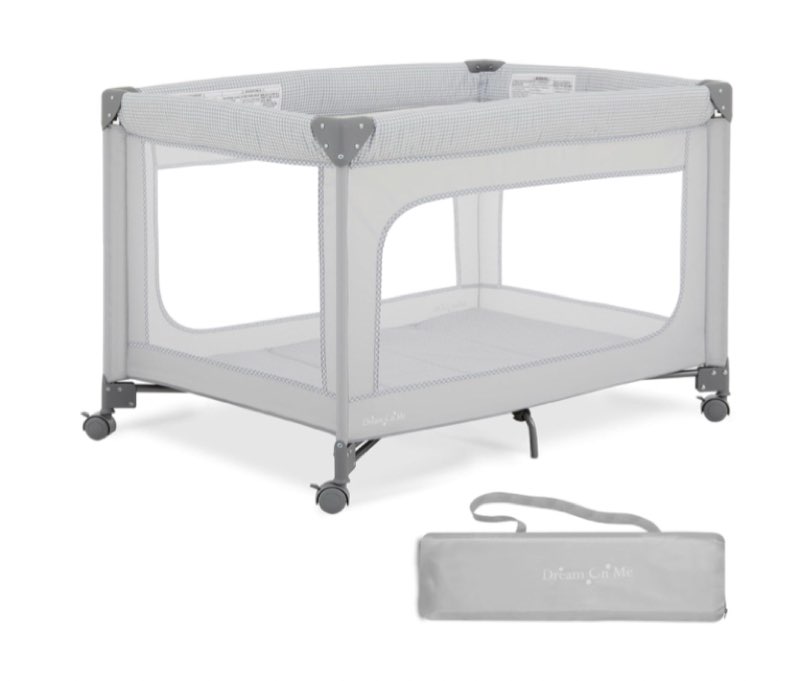 Grey and white pack and play